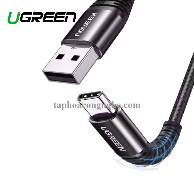 Ugreen 70560 50cm Cáp dữ liệu USB Type-C sang USB 2.0 màu đen truyền dữ liệu từ máy tính ra điện thoại dài 0.5M US301 30070560